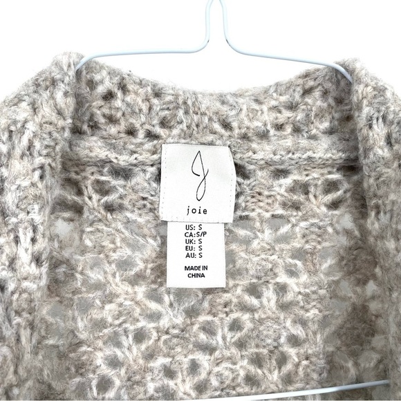 JOIE Gray Chunky Knit Pattern Open Front Longline Cardigan - Picture 5 of 6
